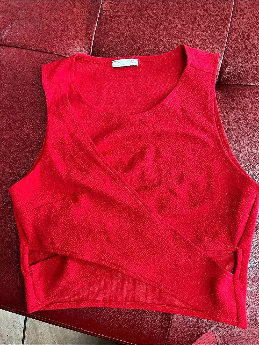 ZARA Red Wrap-Front Crop Top Like New